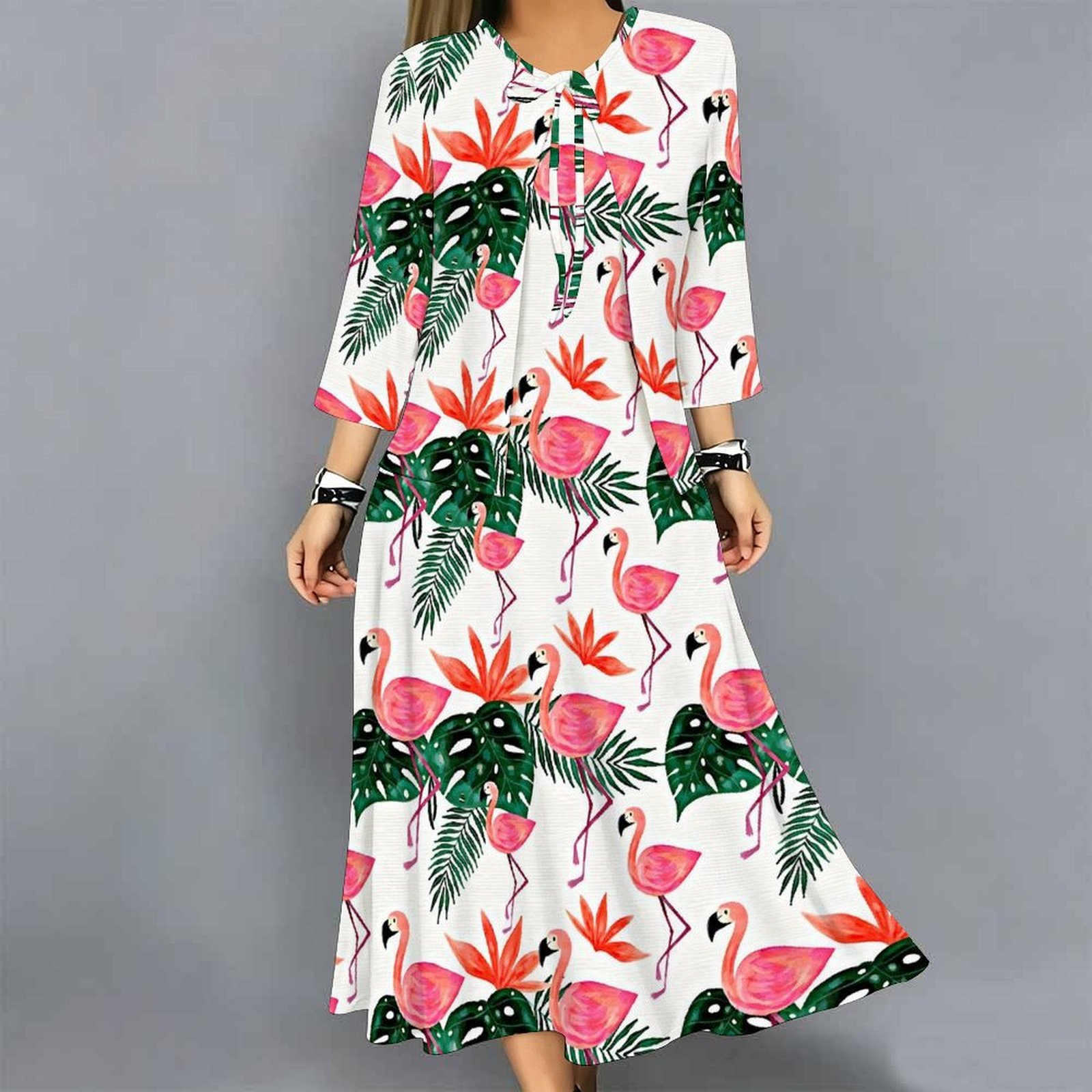 여성 2피스 드레스 세트 프린트 3/4 소매 가디건과  - Midi Skirt Floral 리뷰 및 가격