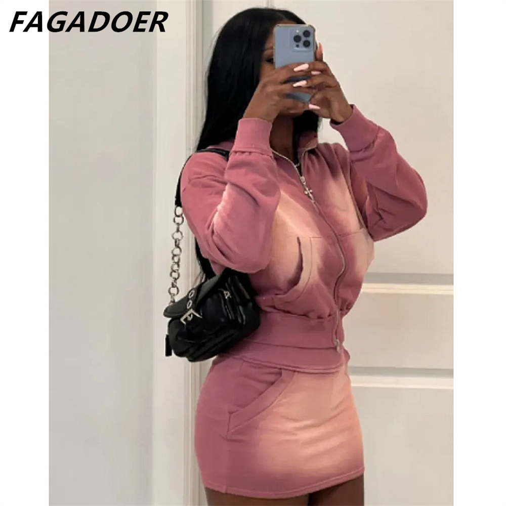 FAGADOER 핑크 넥타이 염색 인쇄 두 조각 세트  - Crop Top Crochet 리뷰 및 가격